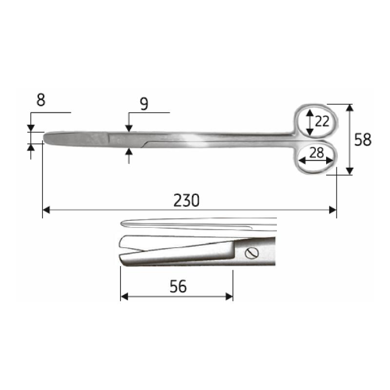 Ножиці J-22-127 хірургічні та гінекологічні Sims, 23 cм, тупий/тупий, прямі.